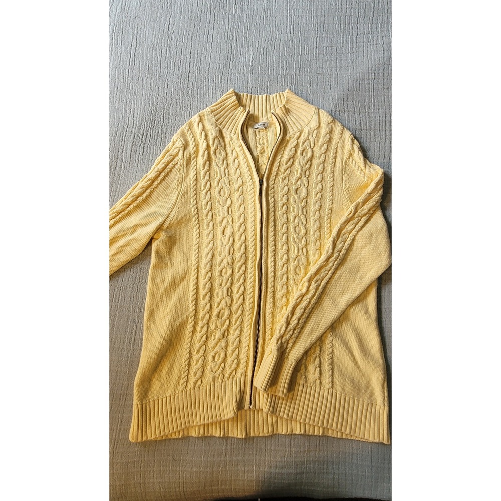 L.L. Bean Yellow Cable Knit Cardigan